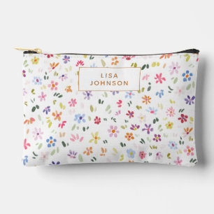 Watercolor Floral Pattern Pretty Personalized Accessory Pouch