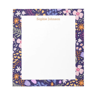 Watercolor Floral Pattern Pretty Personalized Notepad