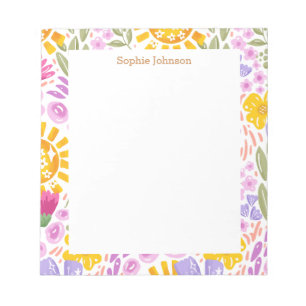 Watercolor Floral Pattern Pretty Personalized Notepad