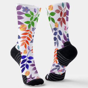 Watercolor Floral Pattern Socks