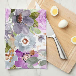 Watercolor Floral Pattern Tea Towel