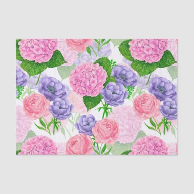 Watercolor floral pattern tissue paper (Front)