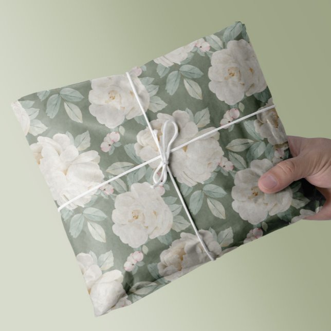 Watercolor Floral Pattern Tissue Paper (elegant vintage watercolor floral blossoms gift wrapping tissue)