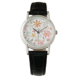 Watercolor Floral Pattern Watch