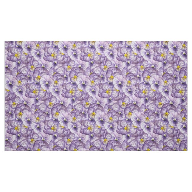 Watercolor floral pattern with violet pansies fabric (Fat Quarter)