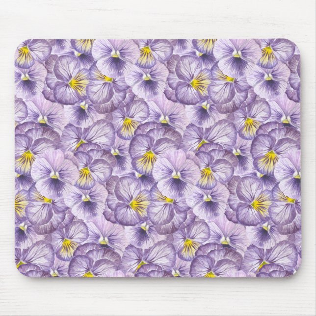 Watercolor floral pattern with violet pansies mouse pad (Front)