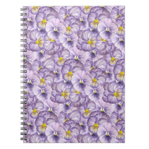 Watercolor floral pattern with violet pansies spiral notebook