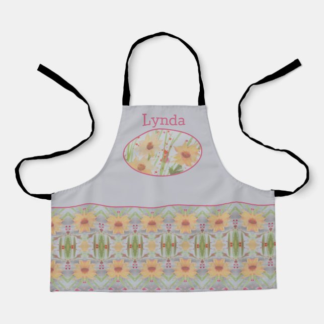 Watercolor Floral Patterned Apron (Front)