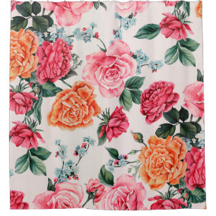 watercolor floral patternpattern, vintage, flower, shower curtain