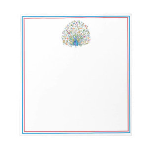Watercolor floral peacock notepad