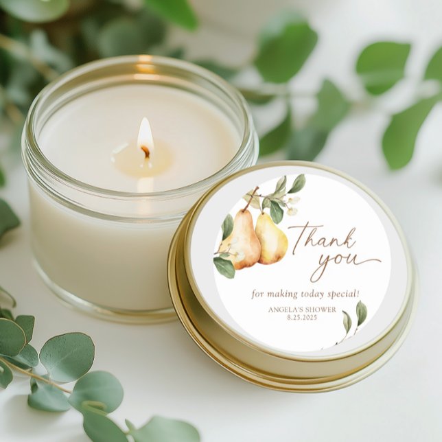 Watercolor Floral Pear Shower  Classic Round Sticker (Creator Uploaded)