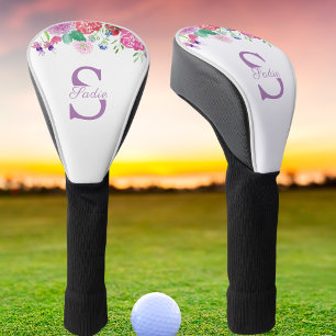 Watercolor Floral Peonies &Hydrangeas Personalise Golf Head Cover