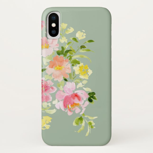 Watercolor floral peony garden Case-Mate iPhone case (Back)