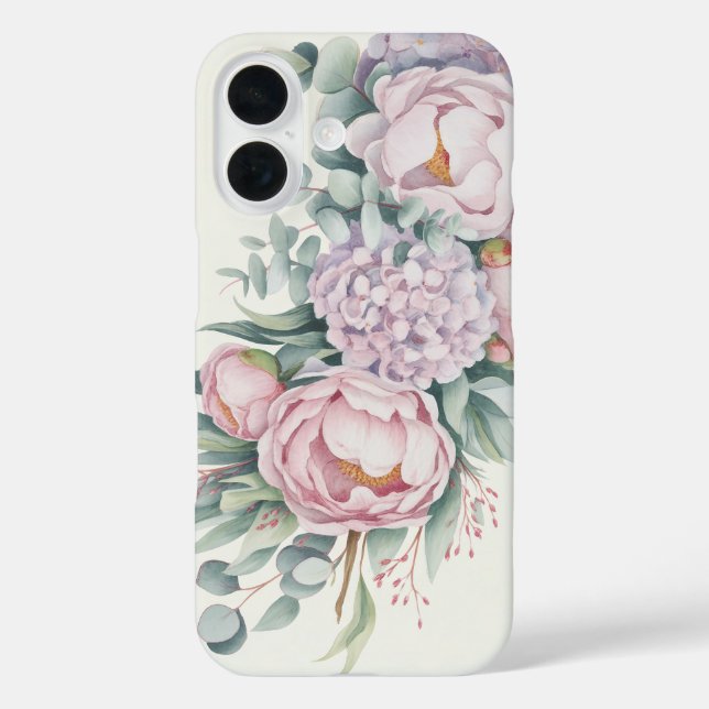 Watercolor Floral Peony Hydrangea Phone case (Back)