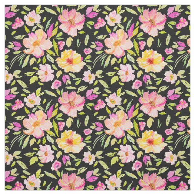 Watercolor floral peony repeating Pattern Fabric (Swatch)