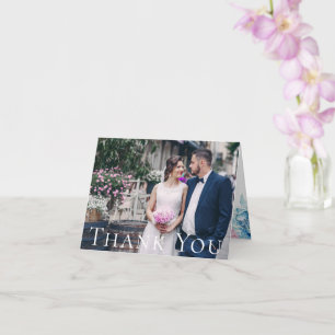 Watercolor Floral Peony Wedding Photo Thank You Card