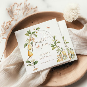 Watercolor Floral Perfect Pair Pear Bridal Shower Napkin