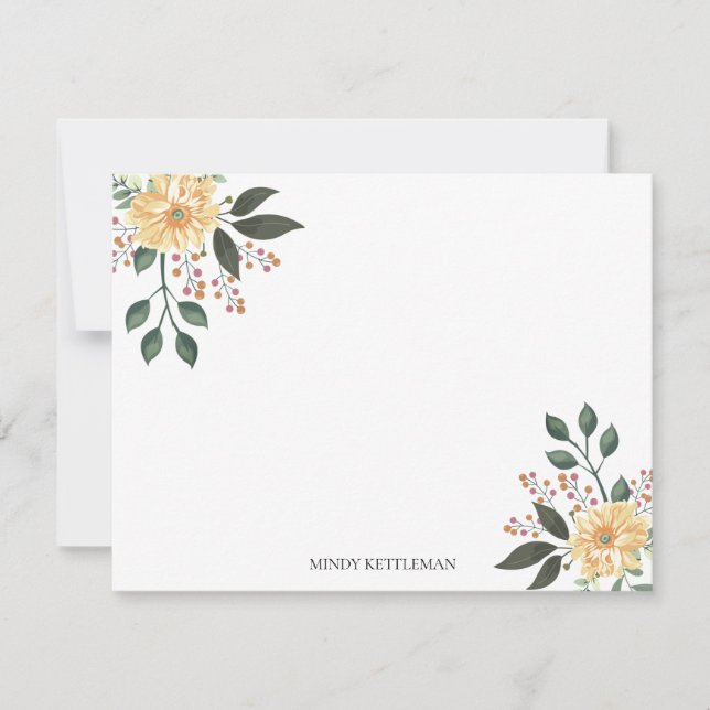 Watercolor Floral Personalise and Monogram Card (Front)