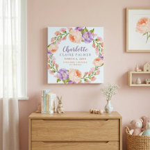 Watercolor Floral Personalised Baby Birth Stats