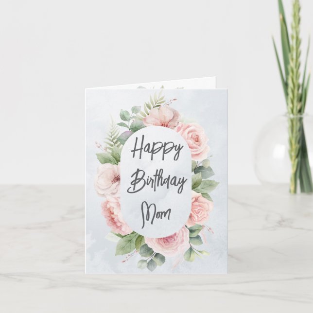 Watercolor Floral Personalised Birthday Mum Cute Card (Front)