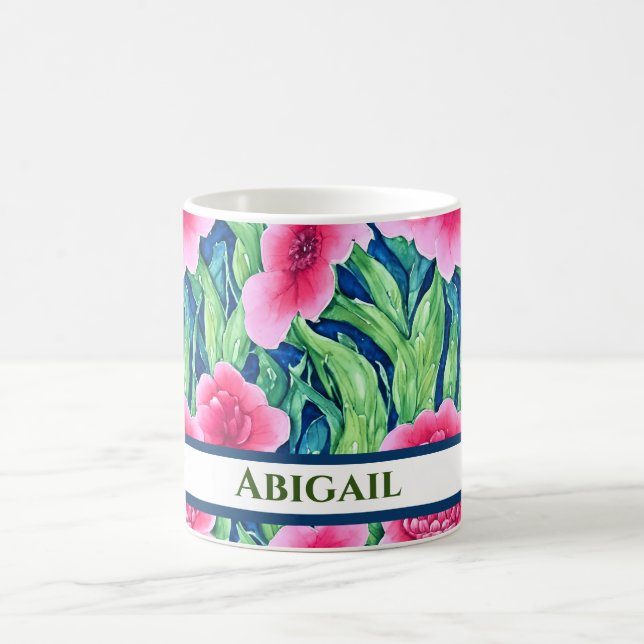 Watercolor Floral Personalised Coffee Mug (Center)