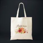 Watercolor Floral Personalised Girls Canvas Tote<br><div class="desc">Gorgeous hand painted autumn and seasonal flower bouquet with lovely reds, yellows and oranges with soft twigs and leaves that beautifullly accent this feminine design. Personalise the ladies name with your own name or the name of the girl you wish to buy this canvas tote bag as a gift. Just...</div>