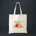 Watercolor Floral Personalised Girls Canvas Tote<br><div class="desc">Gorgeous hand painted autumn and seasonal flower bouquet with lovely reds, yellows and oranges with soft twigs and leaves that beautifullly accent this feminine design. Personalise the ladies name with your own name or the name of the girl you wish to buy this canvas tote bag as a gift. Just...</div>