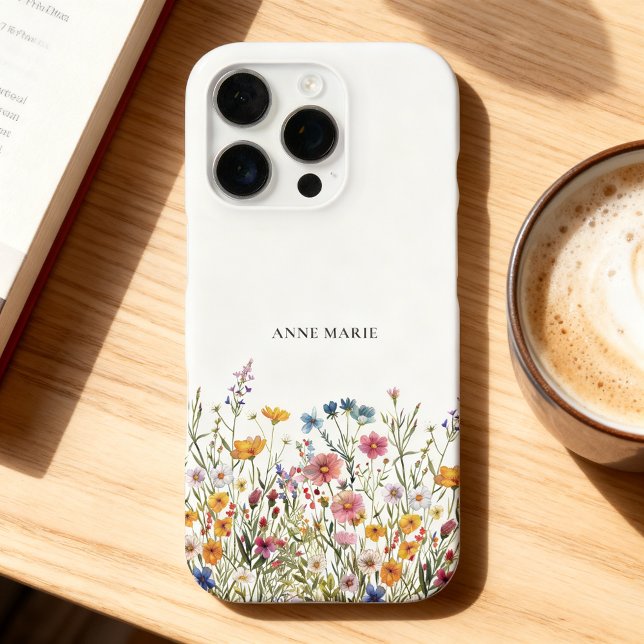 Watercolor Floral Personalised iPhone 16 Pro Case (Add your name and choose the iPhone model and case style.)
