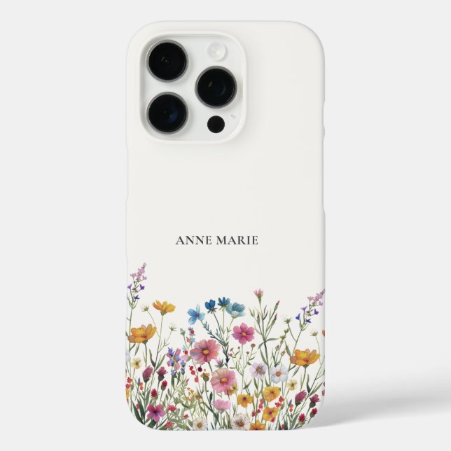 Watercolor Floral Personalised iPhone 16 Pro Case (Back)