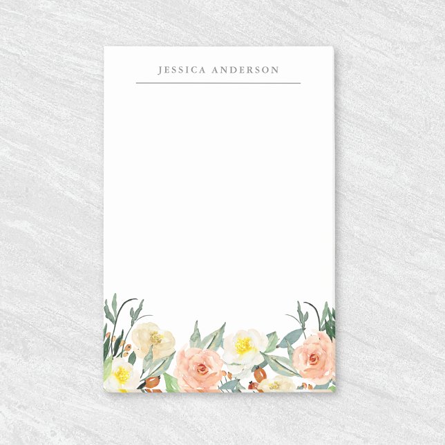 Watercolor Floral Personalised Name Post-it Notes (Creator Uploaded)