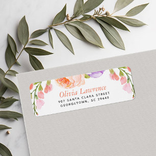 Watercolor Floral Personalised Return Address
