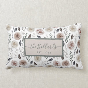 Watercolor Floral Personalised Throw Pillow