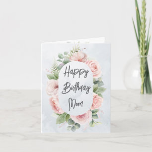 Watercolor Floral Personalized Birthday Mom Cute Card