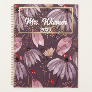 Watercolor Floral Personalized Teacher Gift  Boho  Planner