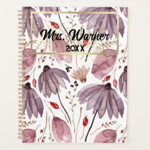Watercolor Floral Personalized Teacher Gift Boho Planner