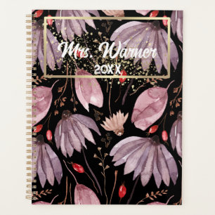 Watercolor Floral Personalized Teacher Gift  Boho  Planner