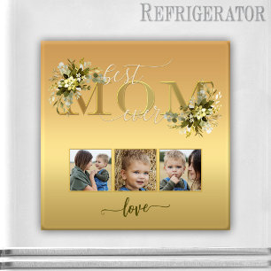 Watercolor Floral Photo Collage Mum Magnet