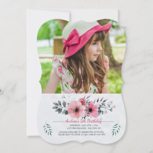 Watercolor Floral Photo Invitation