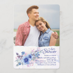 Watercolor Floral Photo Invitation