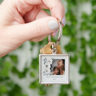 Watercolor Floral Photo Mother's Day Key Ring