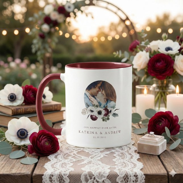 Watercolor Floral Photo Mug (This beautiful personalized photo mug would make a wonderful wedding gift! )