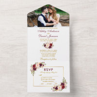 Watercolor Floral Photo RSVP Meal Choices Wedding