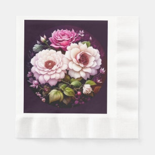 Watercolor Floral Pink and Purple Flowers Napkin