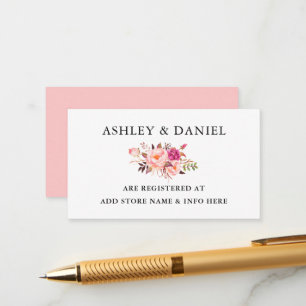 Watercolor Floral Pink Blush Wedding Registry Enclosure Card