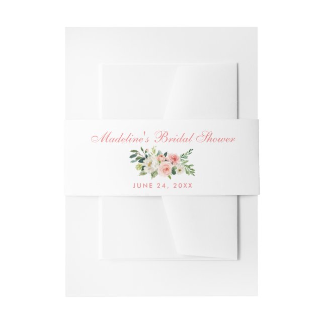 Watercolor Floral Pink Bridal Shower Invitation Belly Band (Front Example)