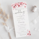 Watercolor Floral Pink Cherry Blossom Wedding Programme<br><div class="desc">This wedding program card features a beautiful watercolor design of pink cherry blossoms. It's a perfect way to add a touch of elegance and springtime feel to your wedding ceremony. The card can be customised with the names of the couple, the date of the wedding, and the order of events....</div>
