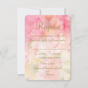 Watercolor Floral Pink Formal Wedding RSVP Reply Card