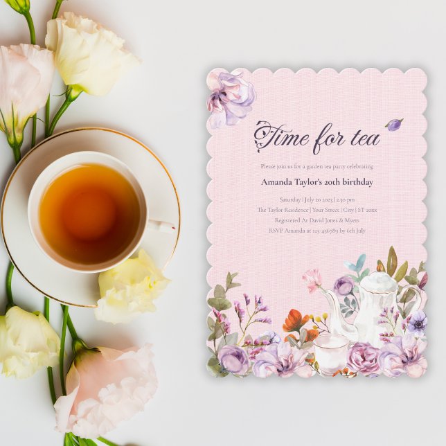 Watercolor Floral Pink Garden Tea Party Birthday Invitation (Creator Uploaded)
