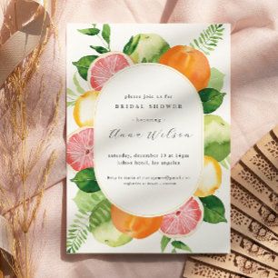 Watercolor Floral Pink Green Bridal Shower Invitation