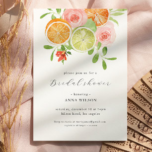 Watercolor Floral Pink Green Bridal Shower Invitation